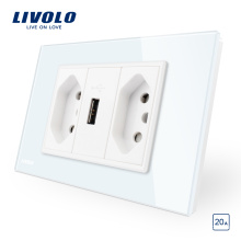 Livolo Бразильский / Итальянский Стандарт 3Pins 10A + USB-разъем C9-C2UBR1-11
